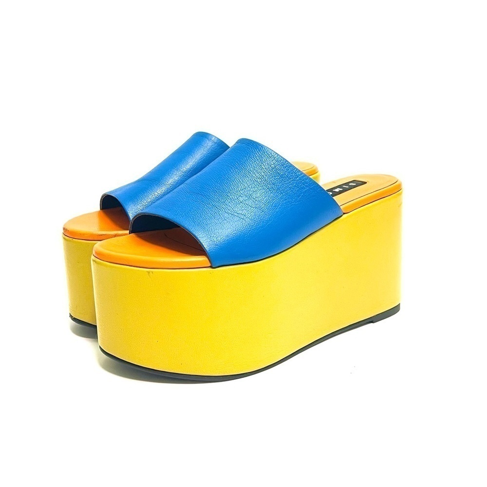 SIMON MILLER | Vintage Y2K colorblock vegan leather platform wedge sandals